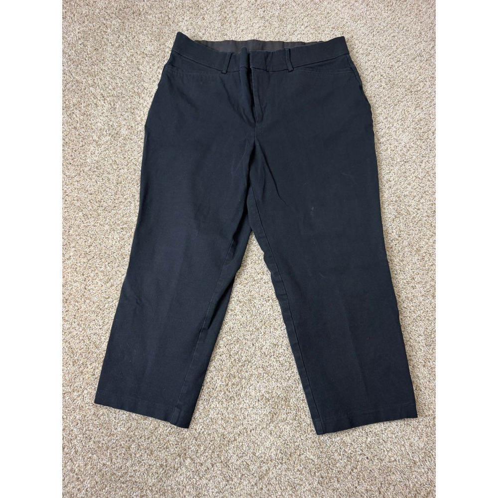 Ava & Viv Womens Black Cropped Chino Pants Plus Size 16W Stretch Mid Rise